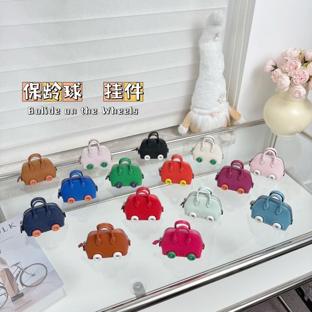 Hermes Key Chain Bolide On The Wheels Imported Cowhide Keychain Pendant 6cm*8cm High Version Accessories