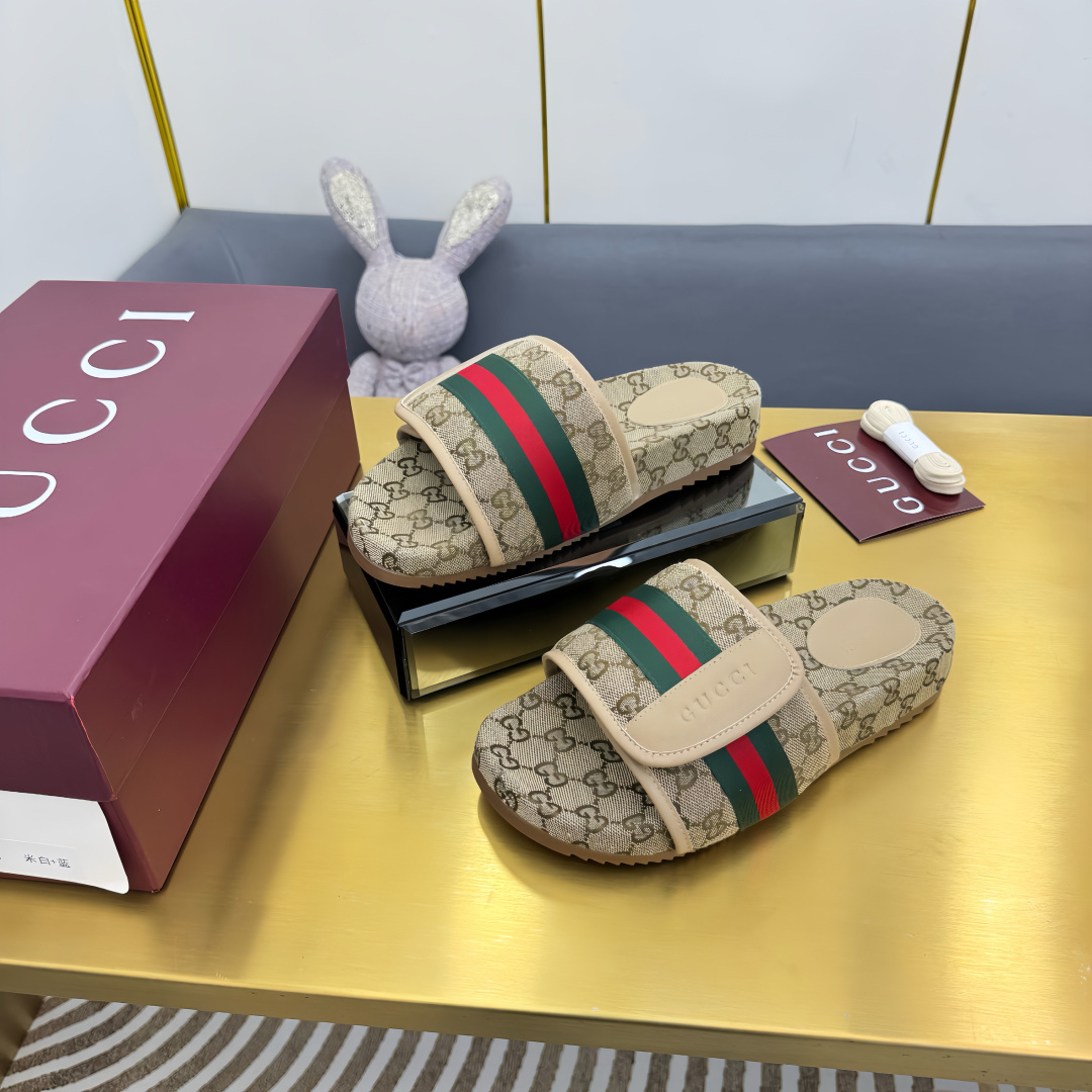 Gucci Shoes Double GG embroidered couple slippers