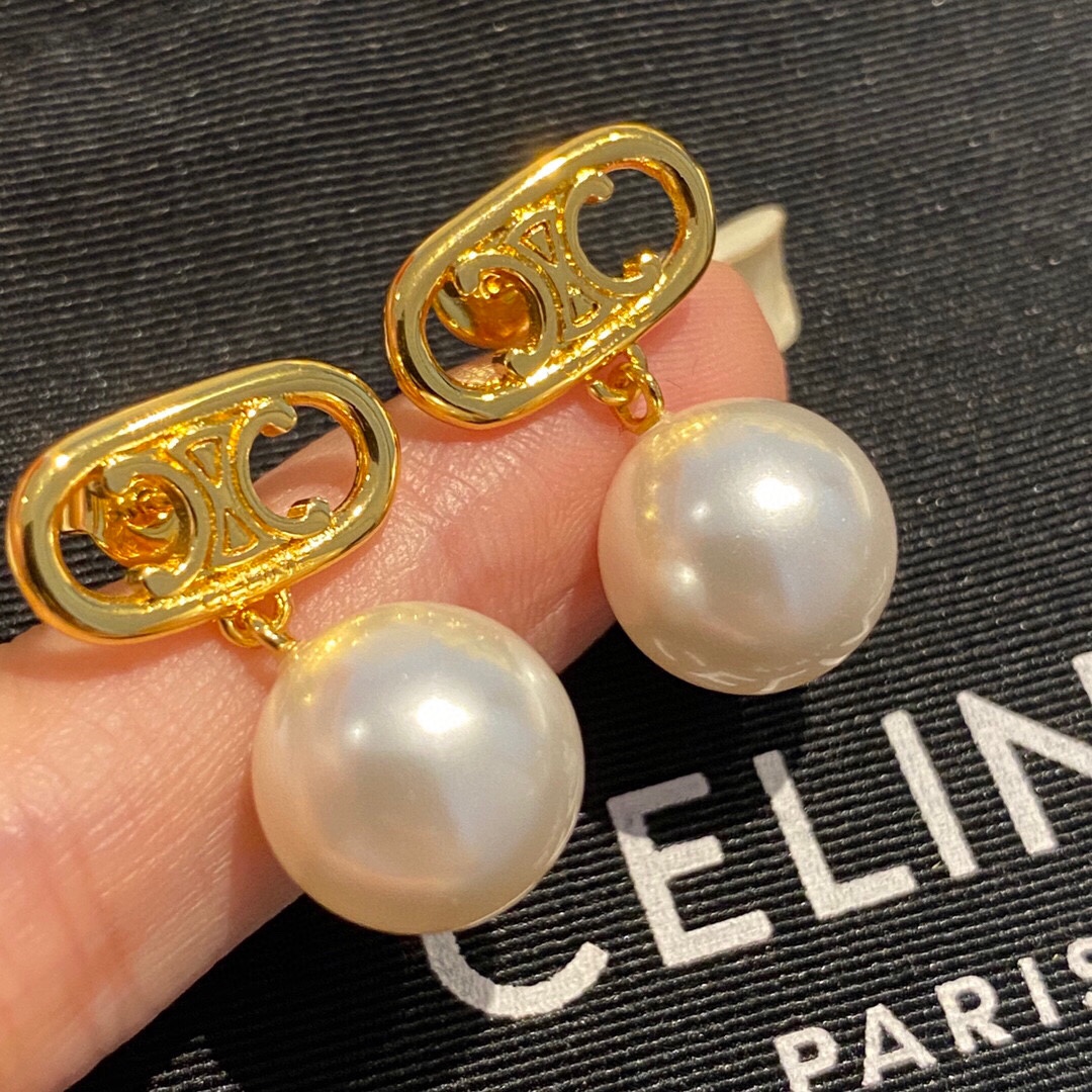 Celine Jewelry Earring Arc de Triomphe earrings hanging pearls