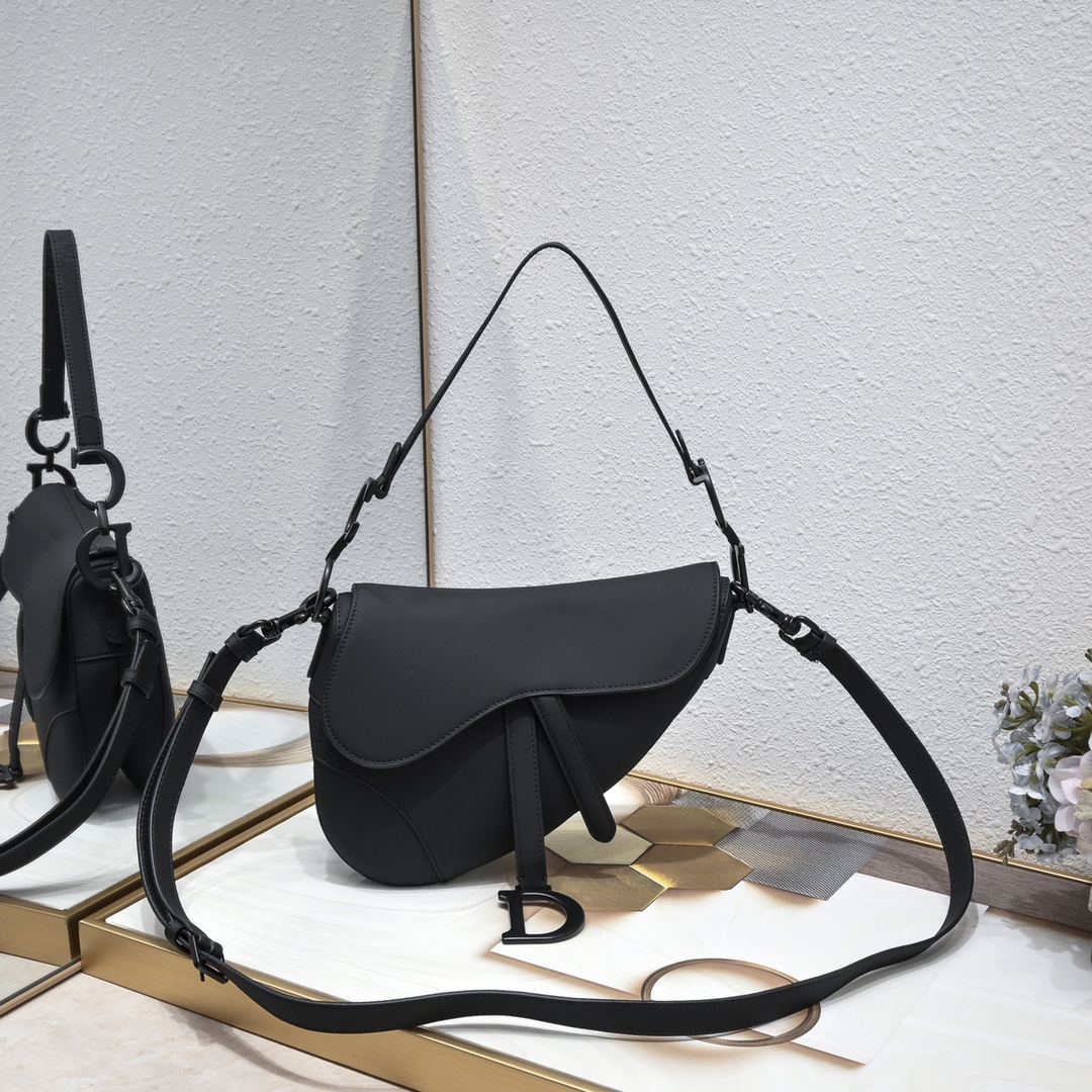 Saddle Bag Black Matte Thin Straps 6680 XB012 25.5cm