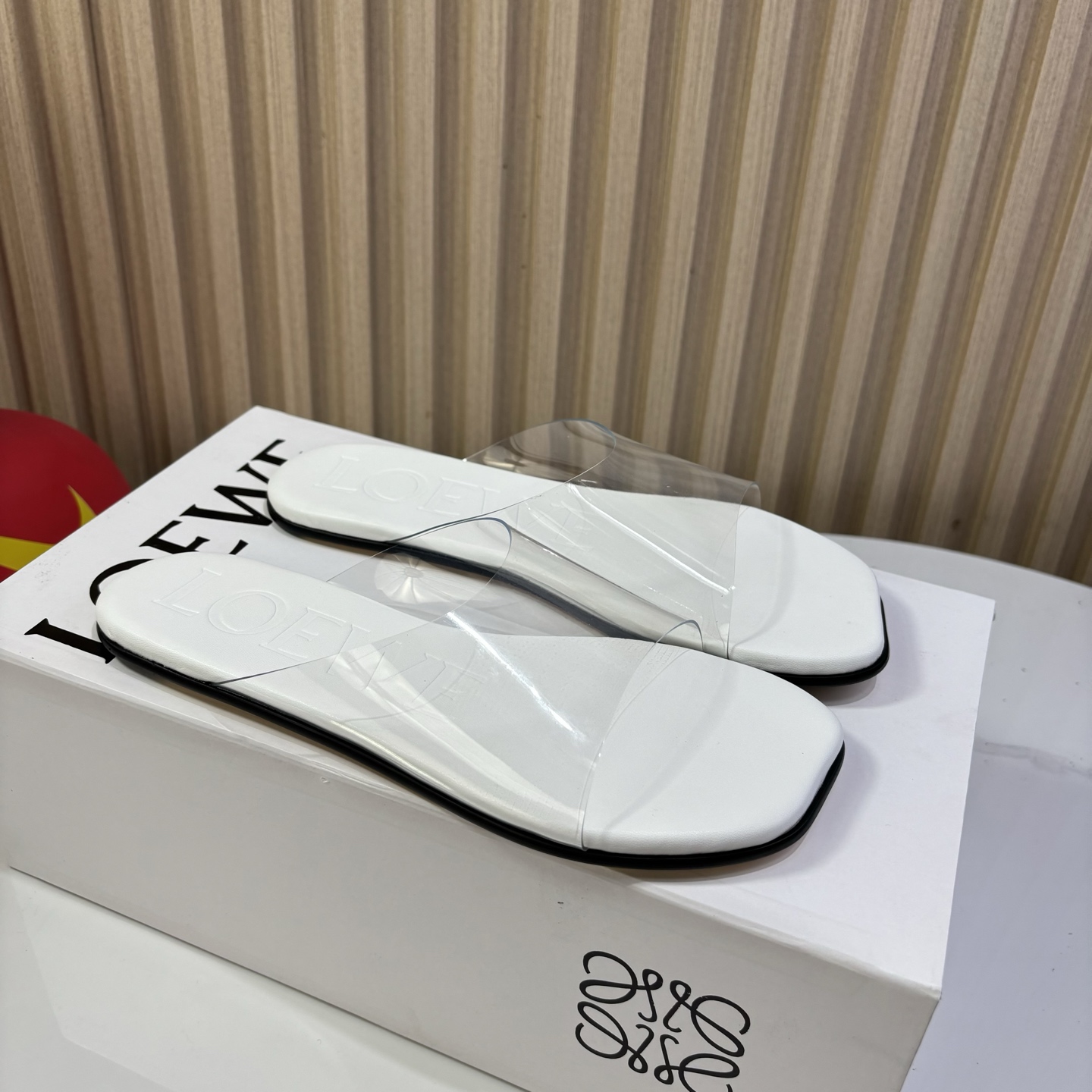 Loewe Shoes Transparent belt slippers