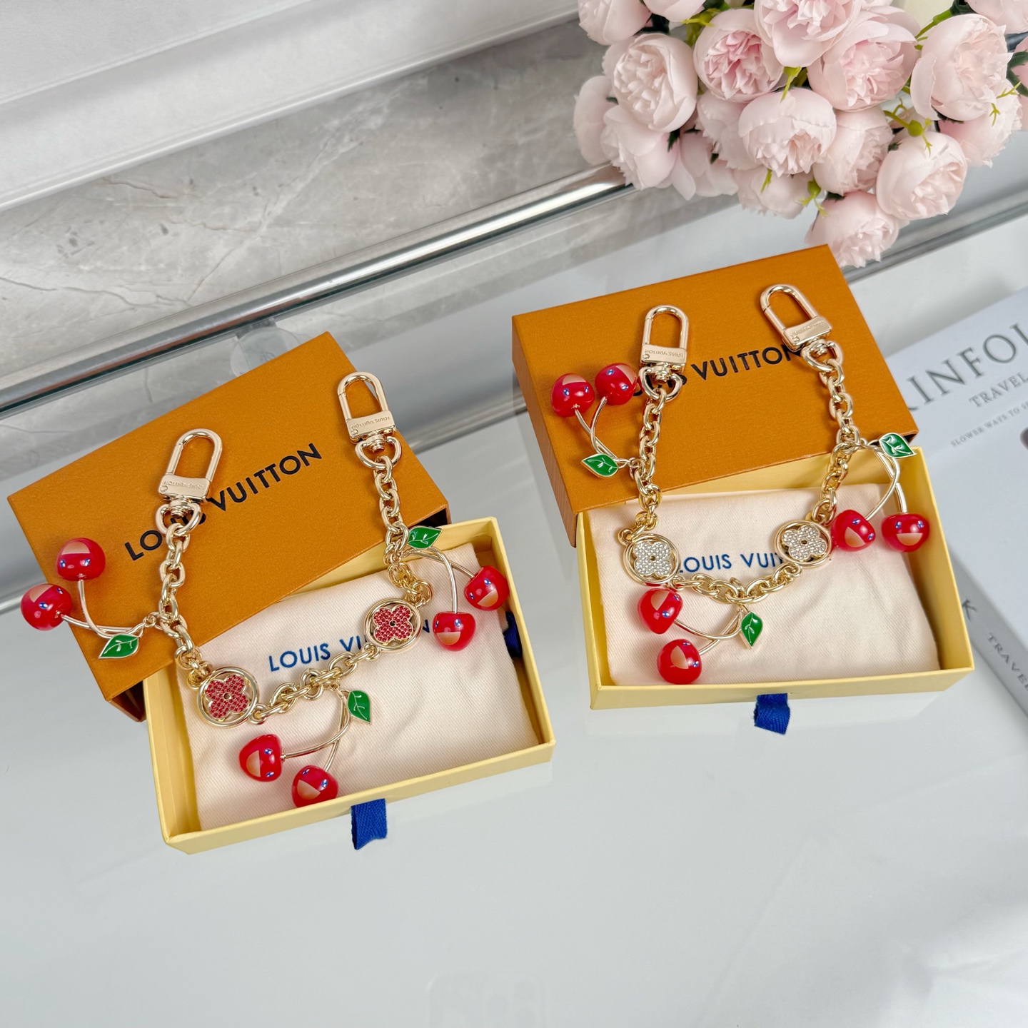 Louis Vuitton Key Chain LV X TM Monogram Cherry Blossom Keychain Bag Chain Accessories