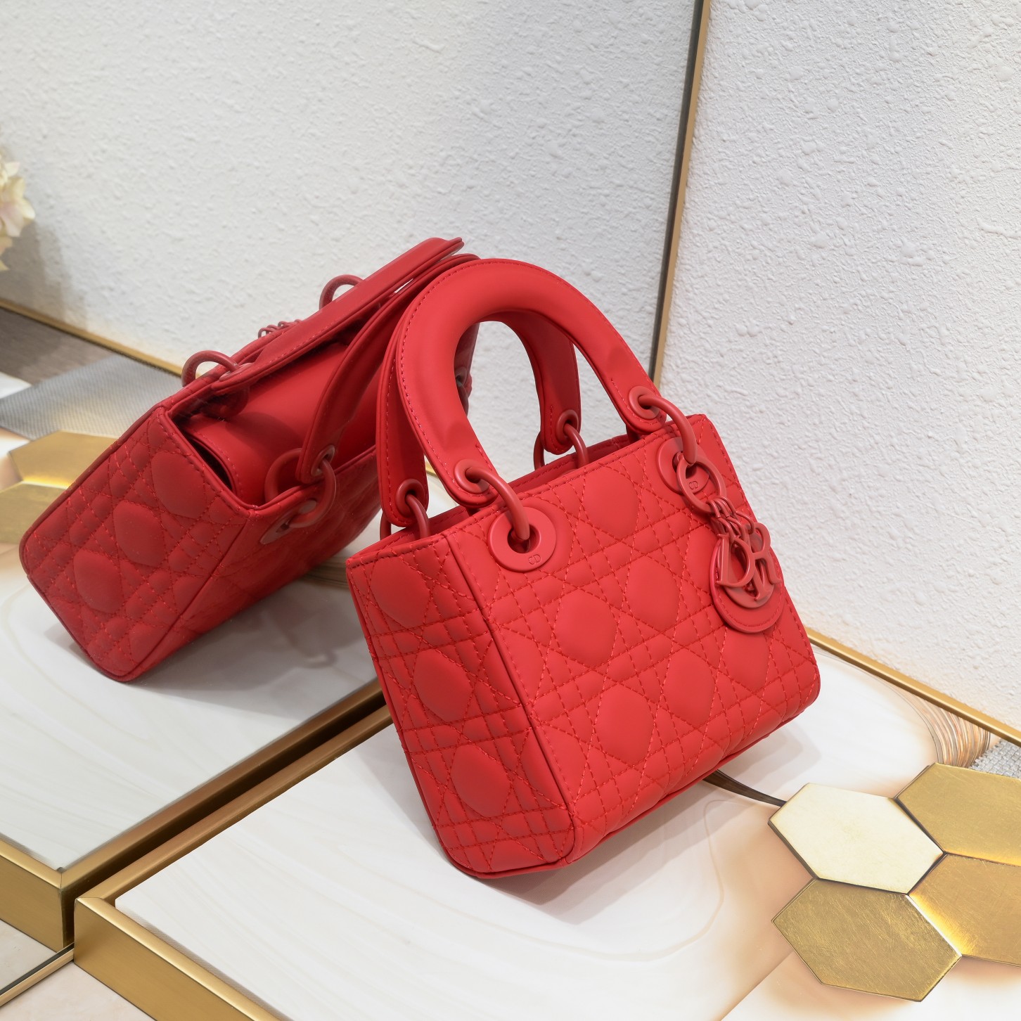 Mini Lady Dior Bag Red Matte 2022 LM051 17cm