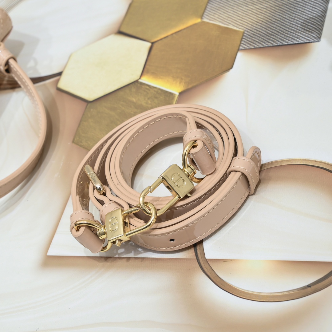 Small Lady D-Joy bag Apricot patent leather CD0541 XB091 22cm