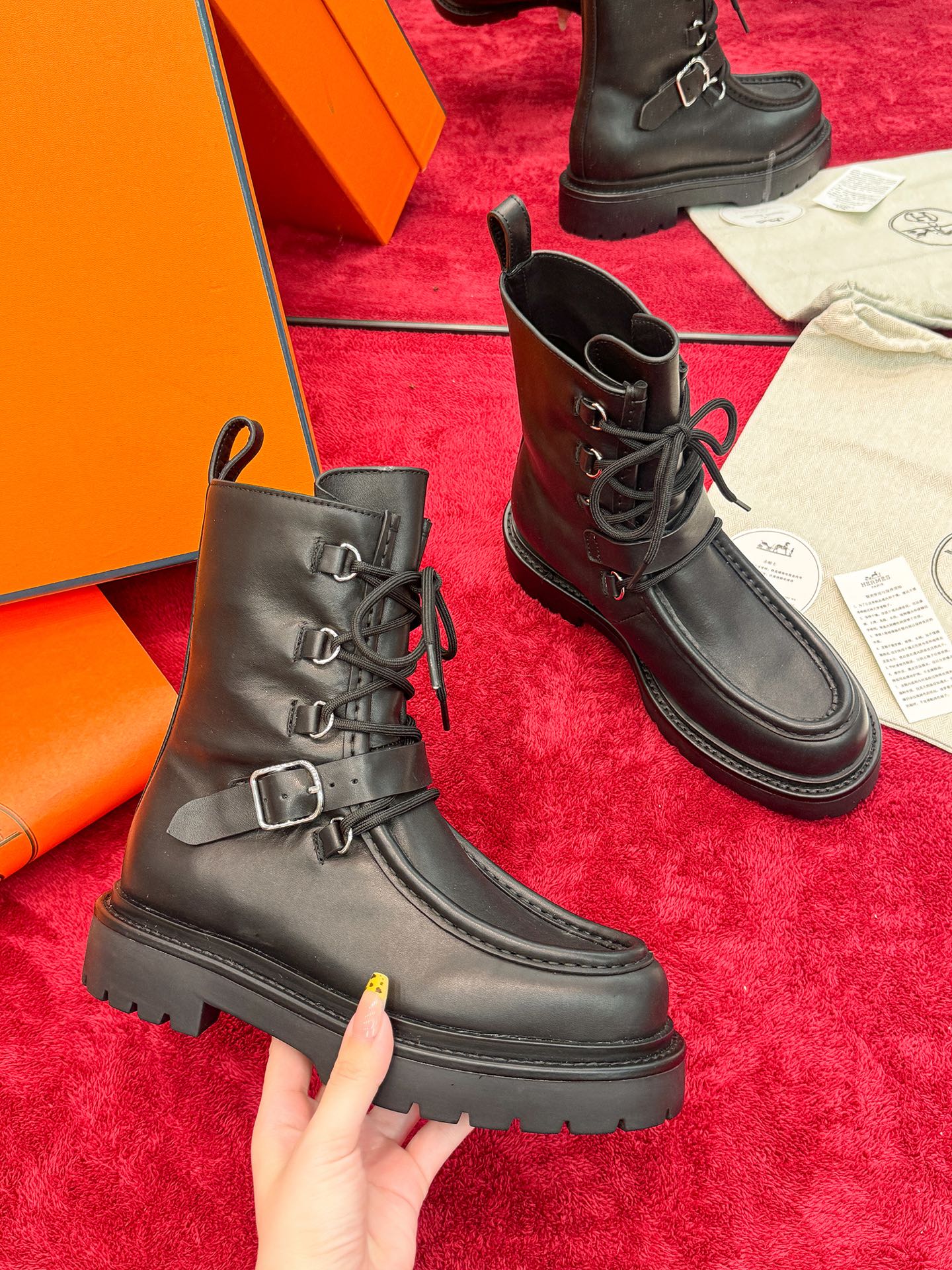 Hermes Shoes Boots Cowhide TPU Leather Shoe