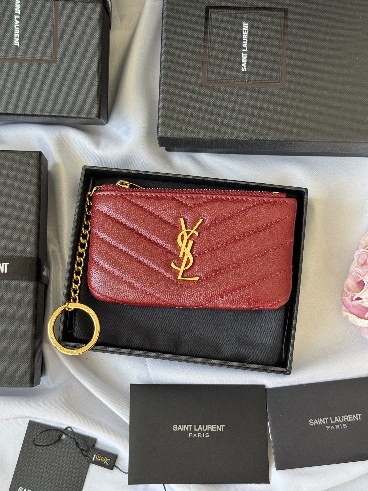 Saint Laurent Mini Calfskin Card Holder Wallet 438386