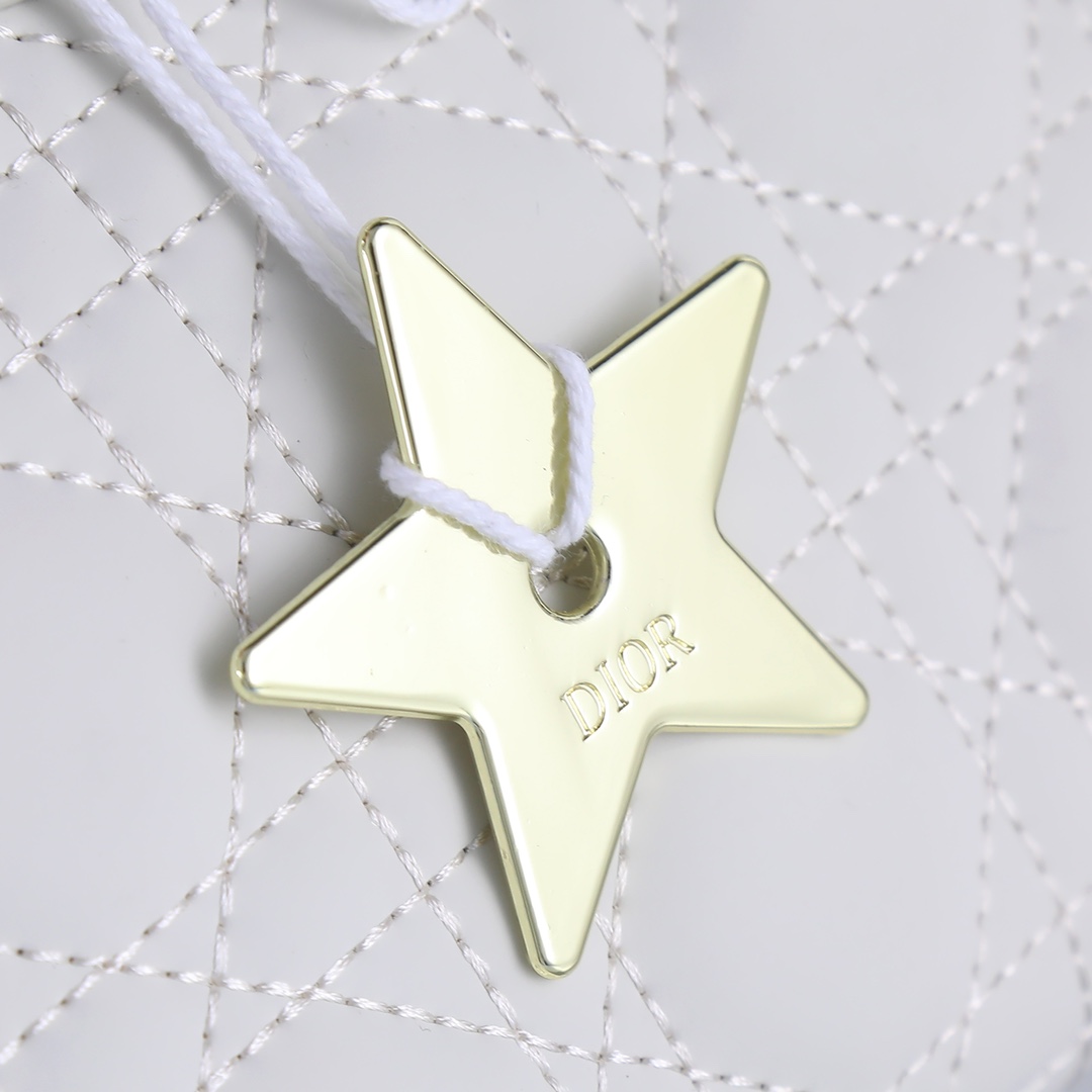 Medium Lady D-Joy Bag White Matte 2088 XB002 26cm