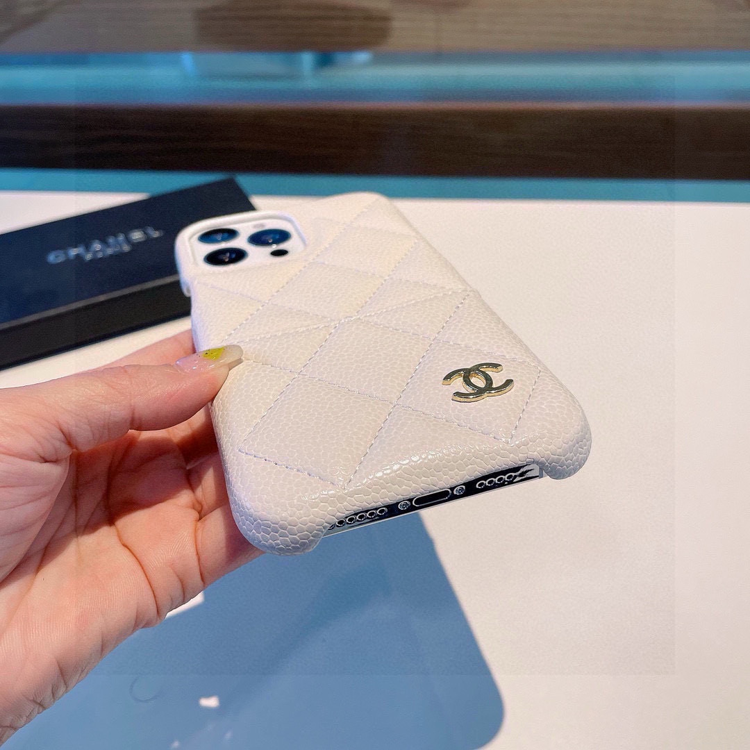 Chanel Phone Case Caviar Leather Phone Case With Diamond Stitching For Card Slot Accessories