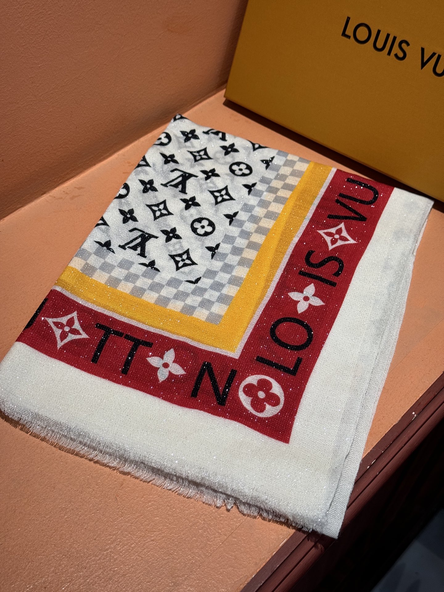 Louis Vuitton Scarf L Letter And Pattern Silver Silk Long Scarf 100% Cashmere 110*200cm Accessories