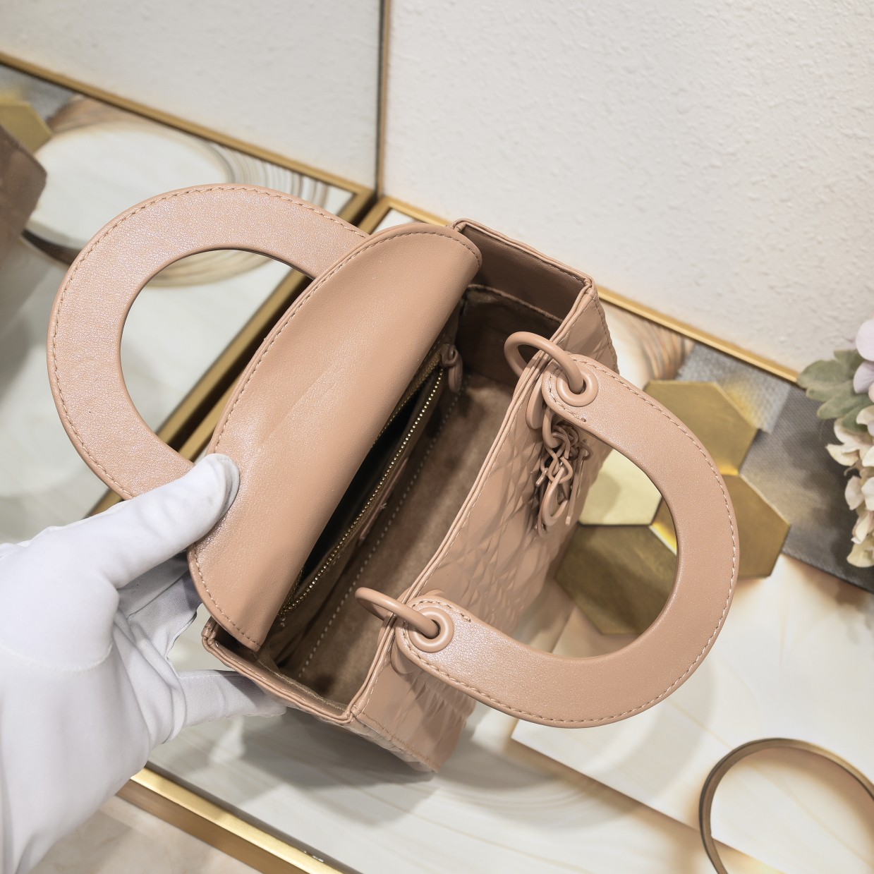 Small Lady Dior My ABCDior Bag Pink Diamond Motif 4002 XB091 20cm