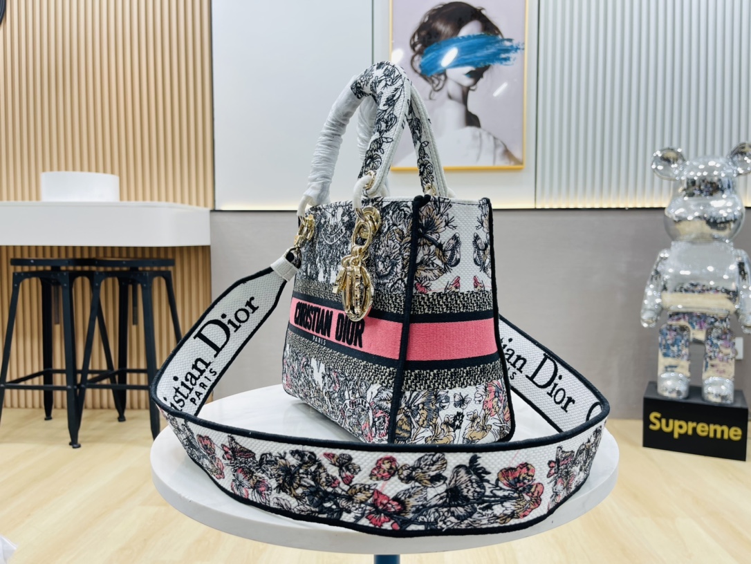 10A + top quality Dior Medium Lady D-Lite Bag 9920 DD003 24cm