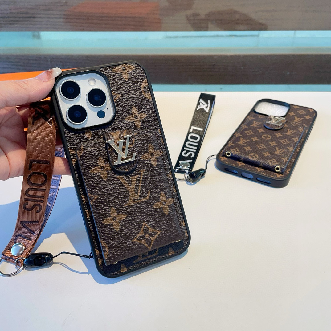 Louis Vuitton Phone Case Classic Monogram All-Around Phone Case With Top And Bottom Card Slots And Lanyard Accessories