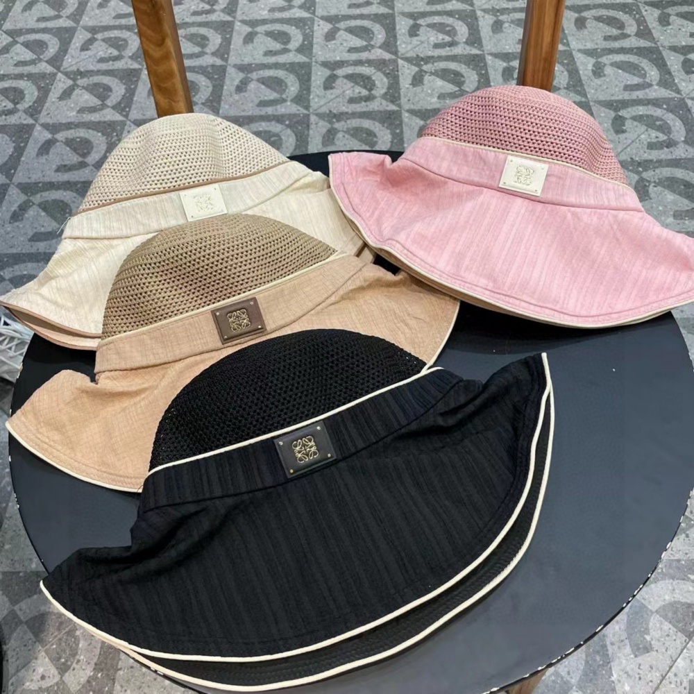 Loewe Hat Hollow-Out Breathable Bow Bucket Hat Accessories