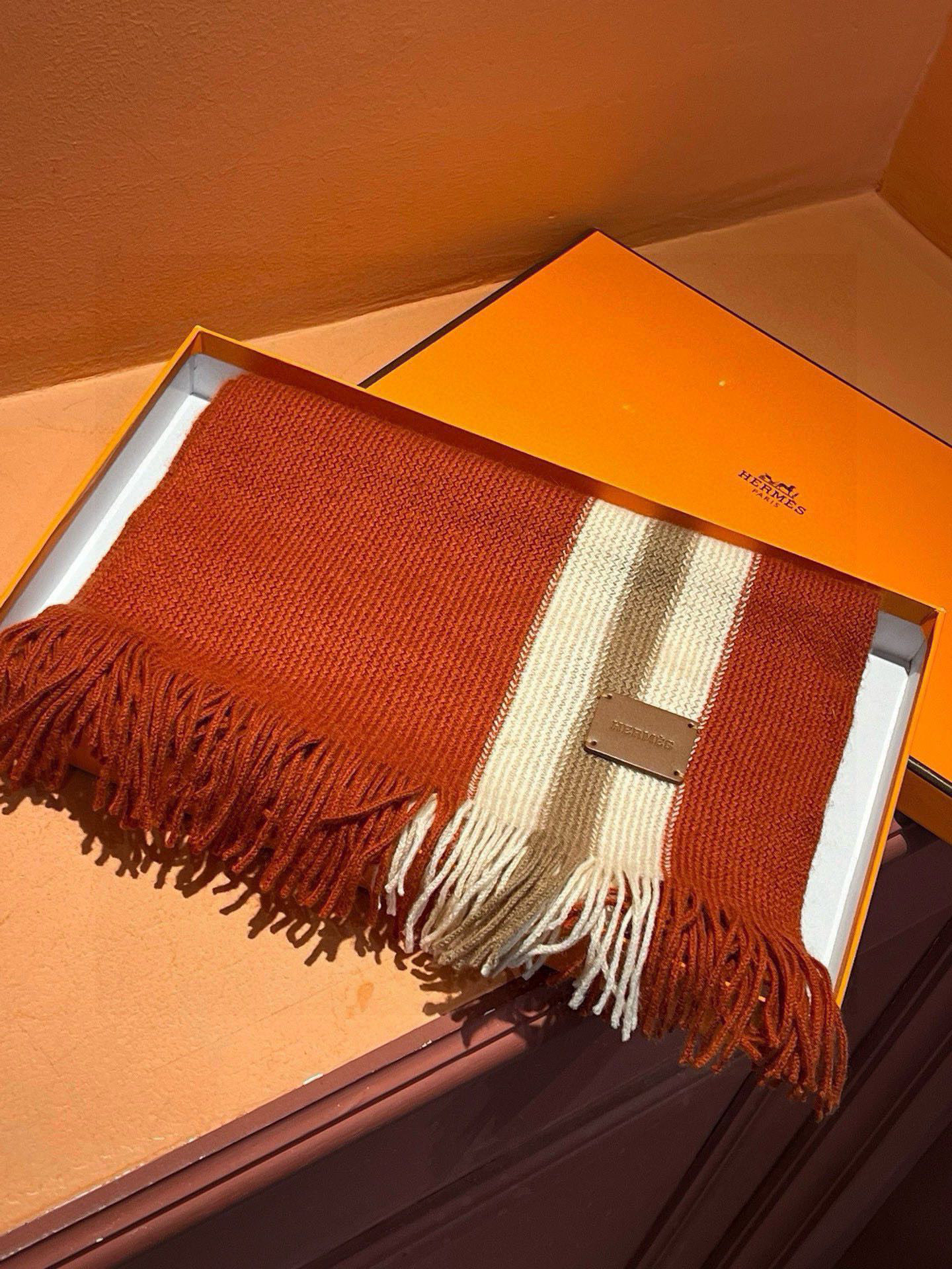 Hermes Scarf Classical Knit Scarf Cashmere 30*180cm Accessories