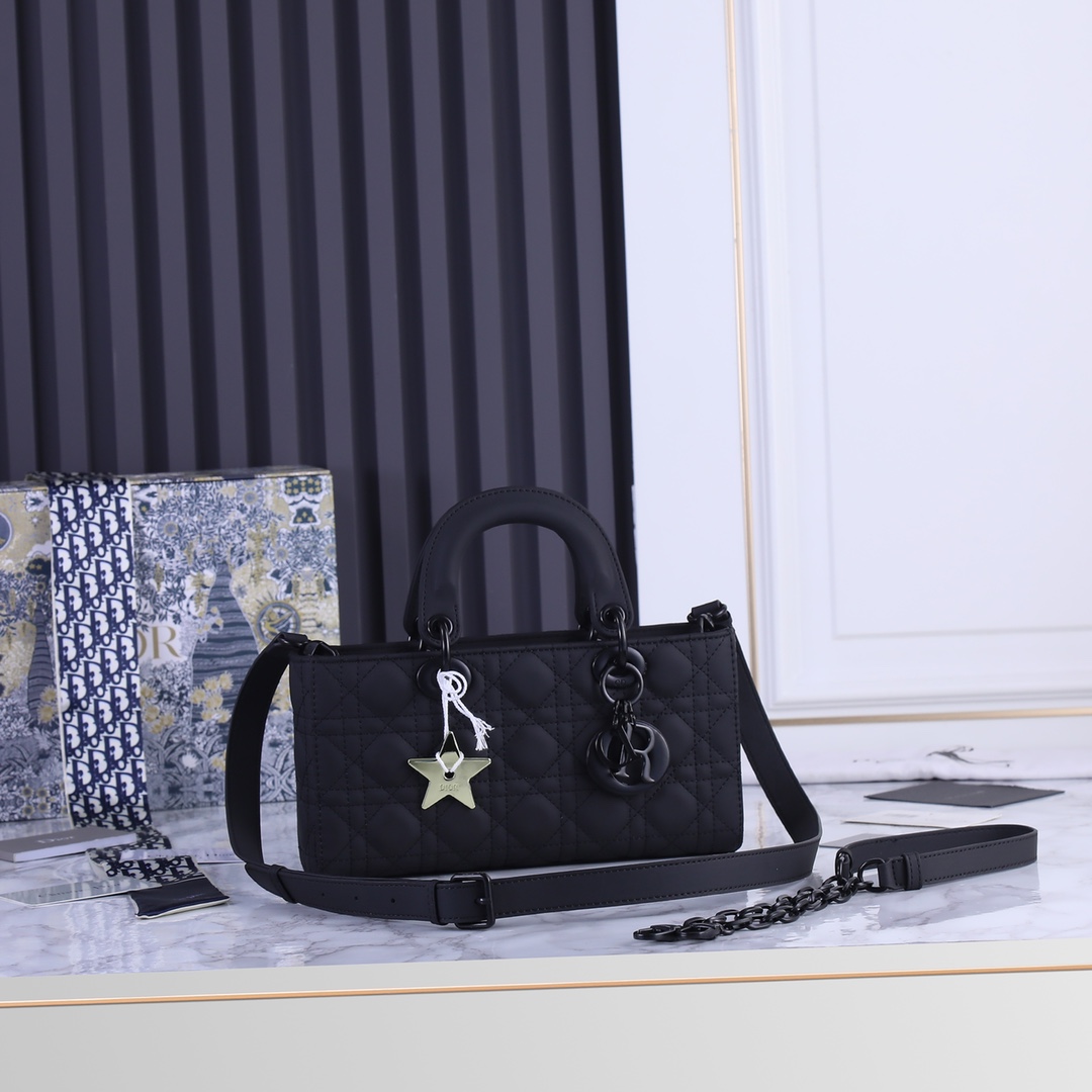 Medium Lady D-Joy Bag Black Matte 2088 XB002 26cm
