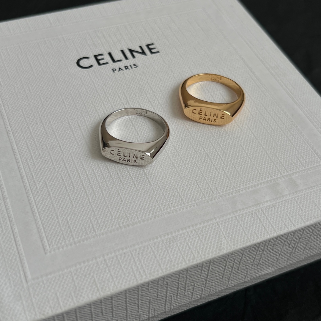 Celine Jewelry Rings Narrow Letter Design