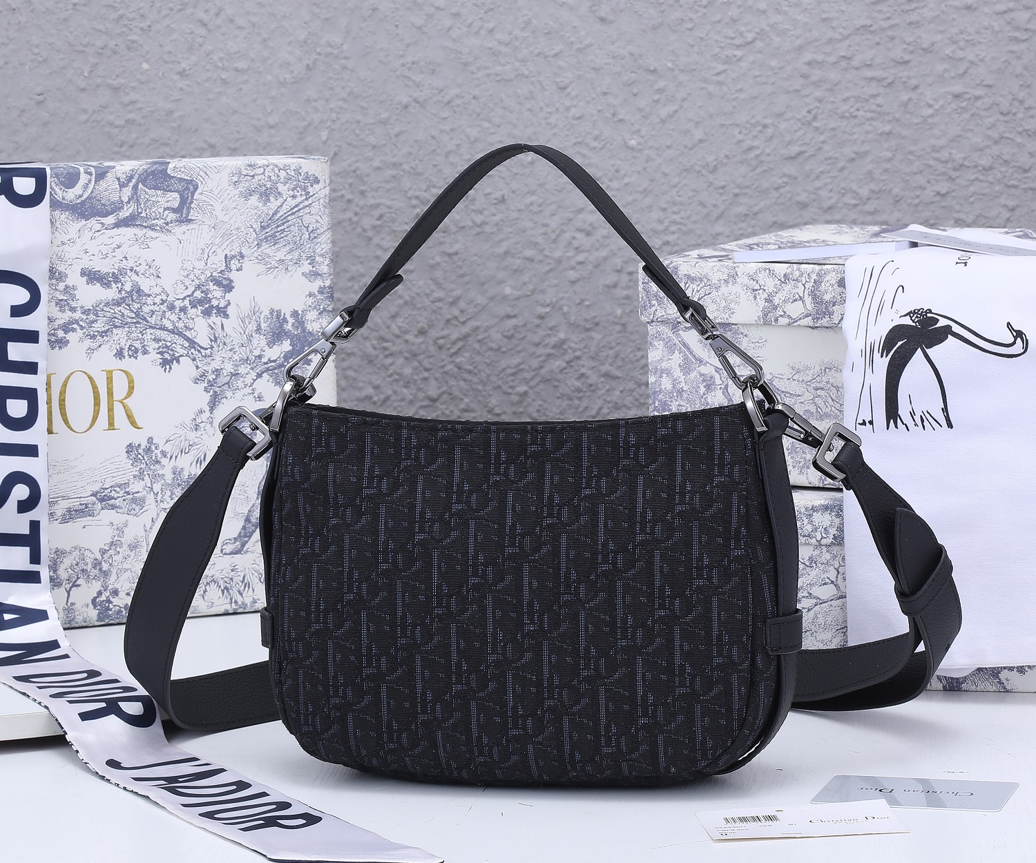 Mini Saddle Soft bag Black print 1090 XB002 24cm