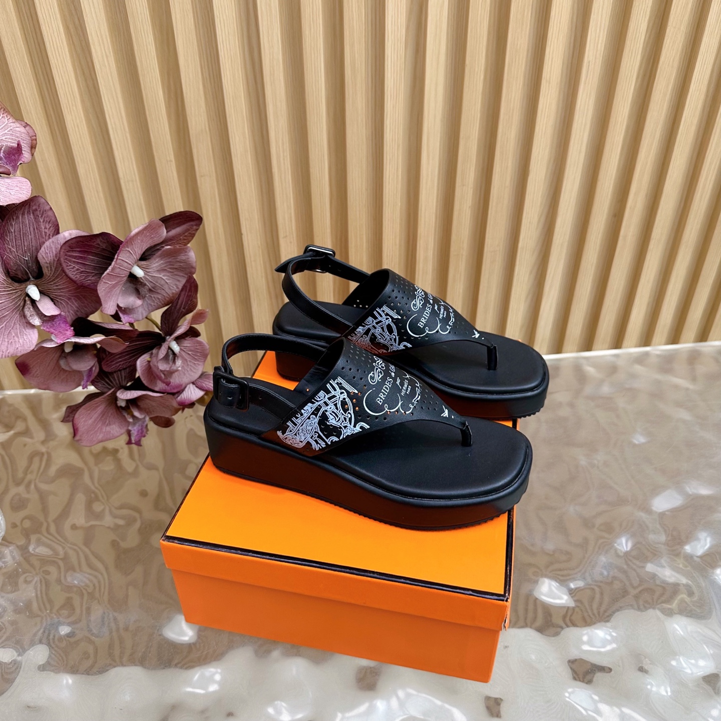 Hermes Shoes Sandals Sheepskin Leather