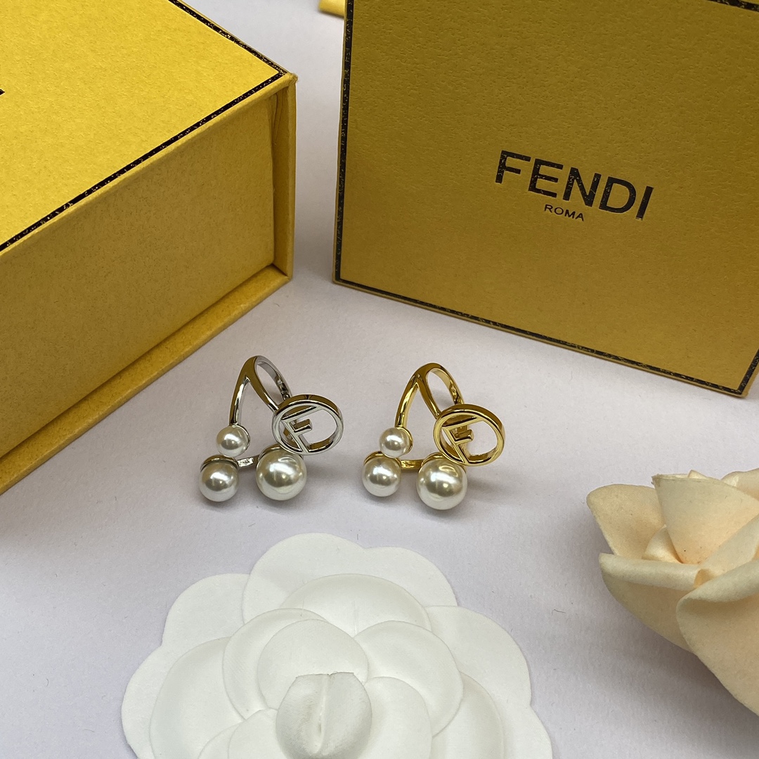 Fendi Jewelry Rings Pearl Cross Design