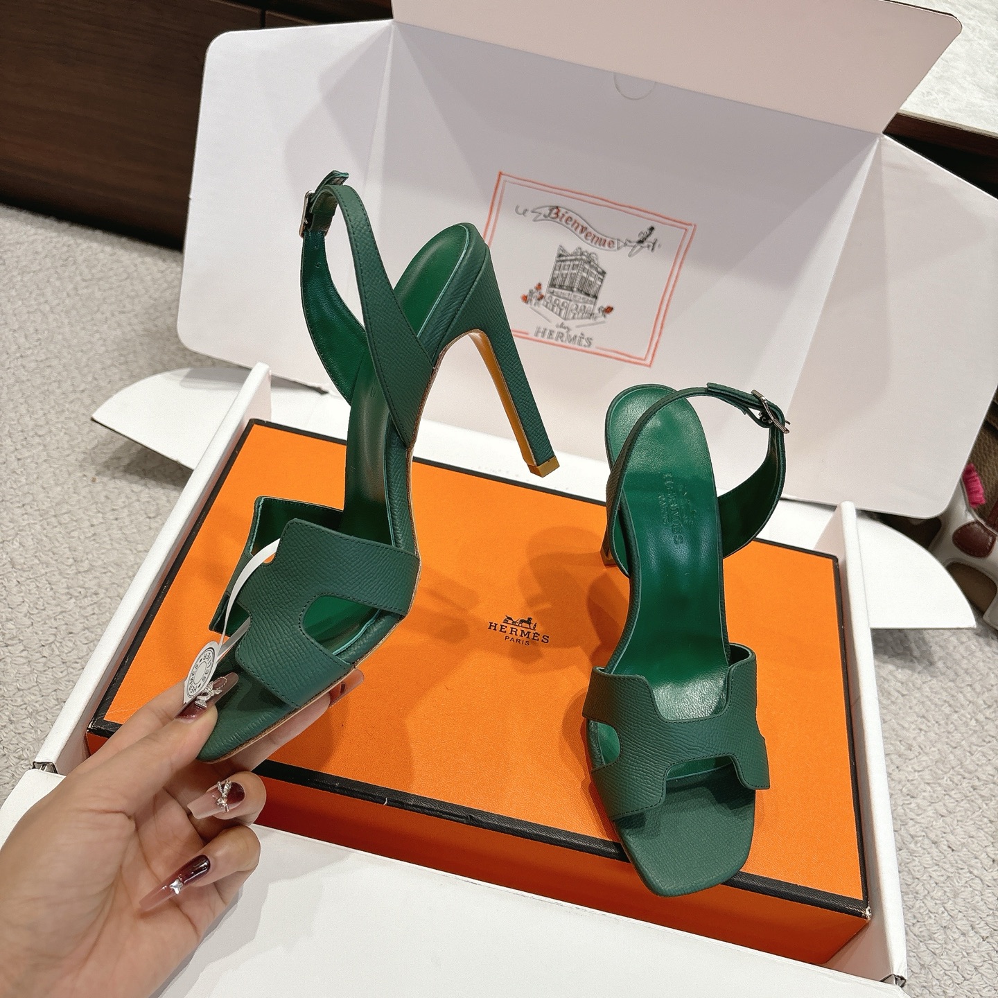 Hermes Shoes Sandals Epsom Leather 10.5CM