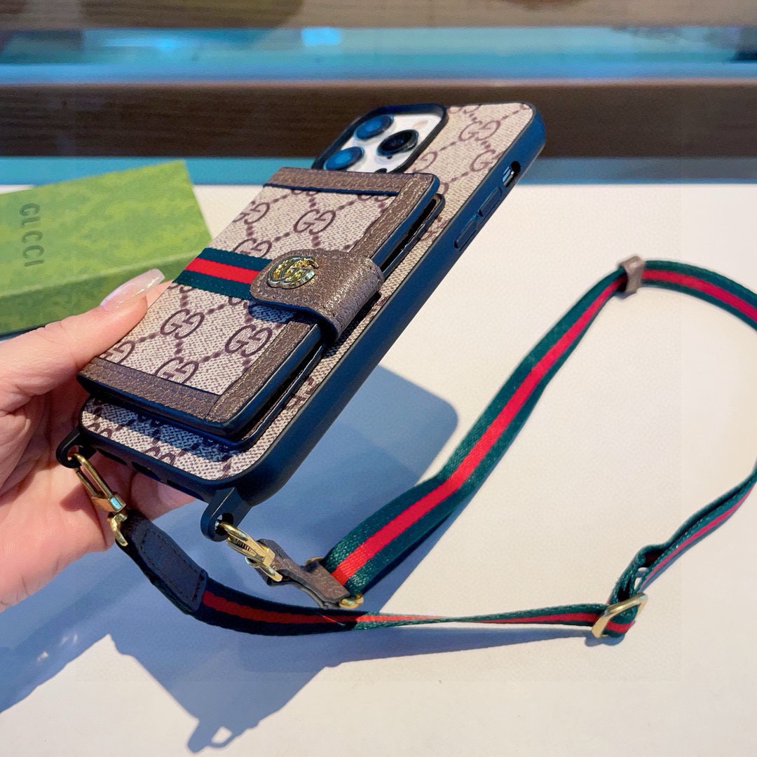 Gucci Phone Case Card Holder Original Leather Phone Case Accessories
