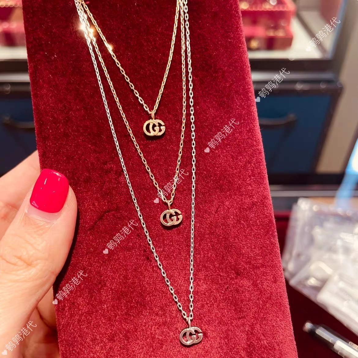 Gucci Jewelry Necklace Pendant double G clavicle chain