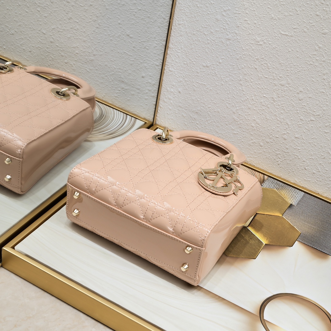 Small Lady Dior My ABCDior Bag Pink patent leather CD2026 XB081 20cm