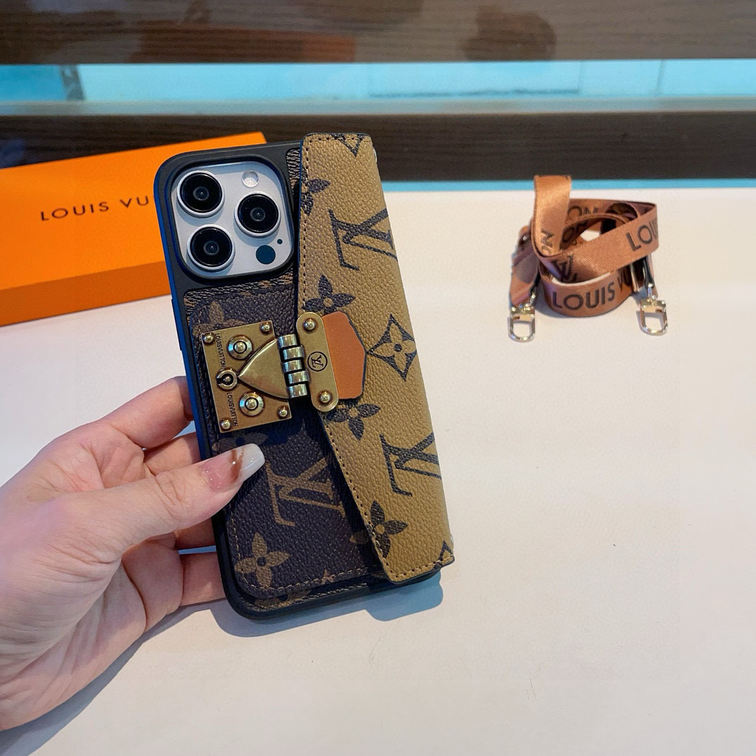 Louis Vuitton Phone Case Monogram Messenger Bag Top And Bottom Flip Crossbody Card Holder Phone Case Accessories