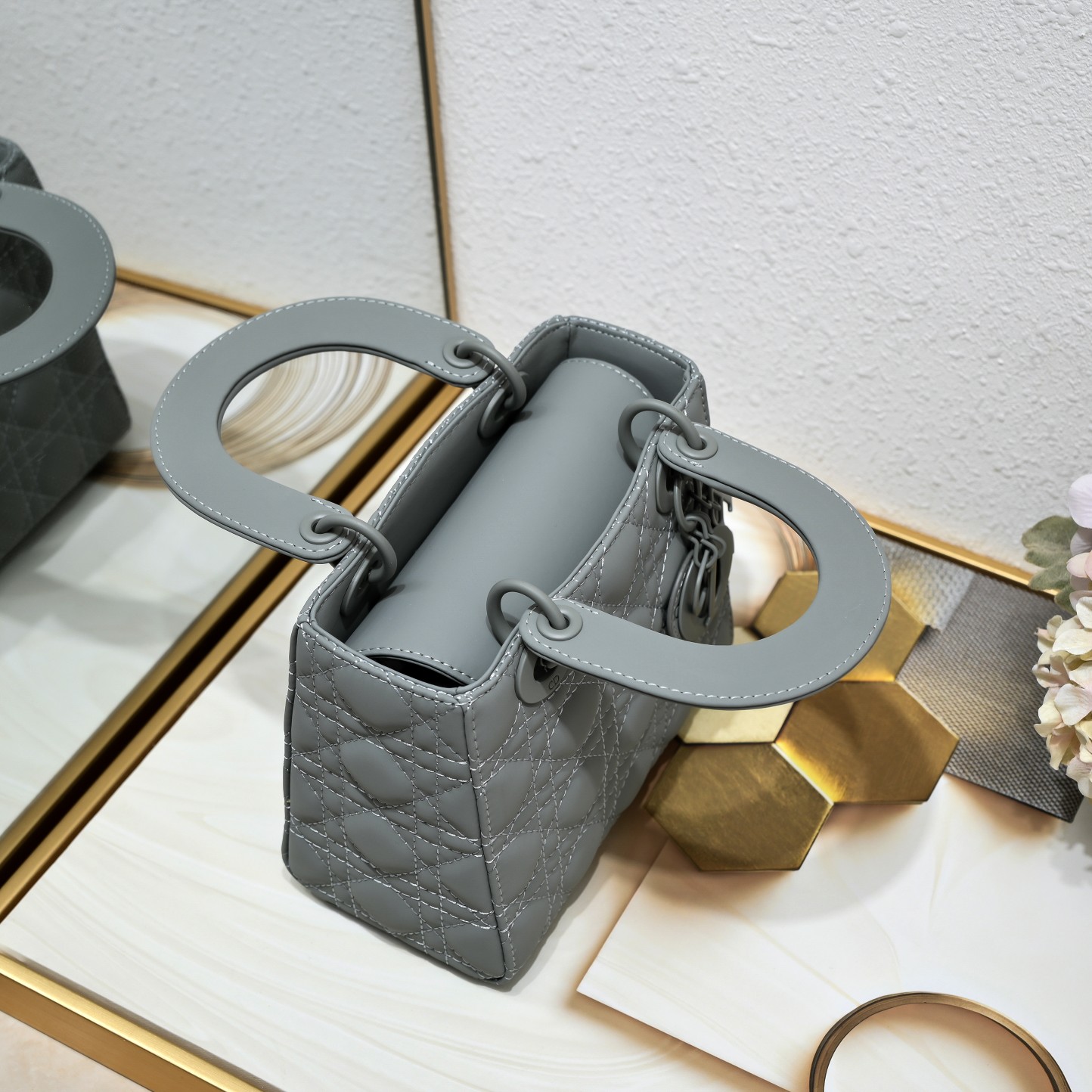 Small Lady Dior My ABCDior Bag Grey Matte 2022 LM061 20cm