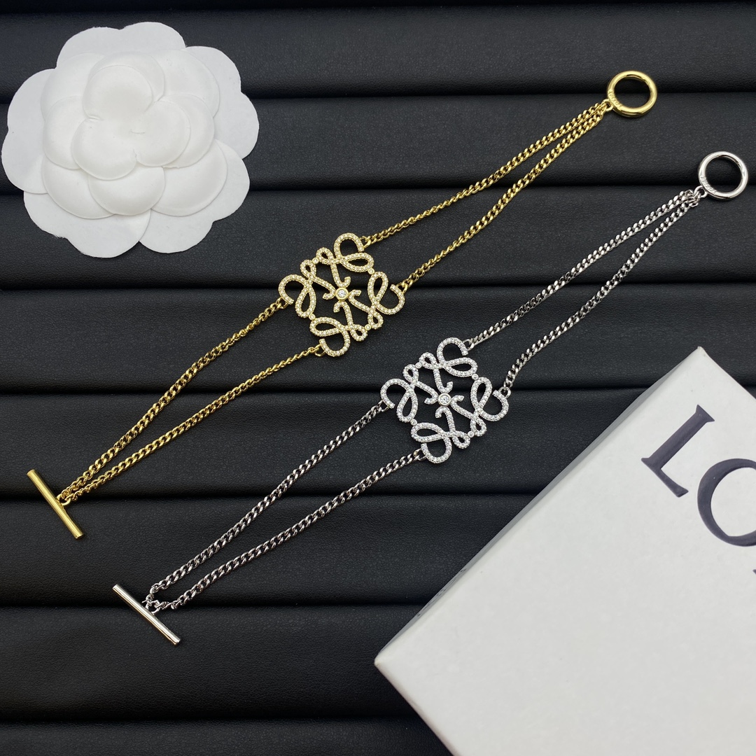 Loewe Jewelry Bracelets Diamond-Embellished Logo Bracelet
