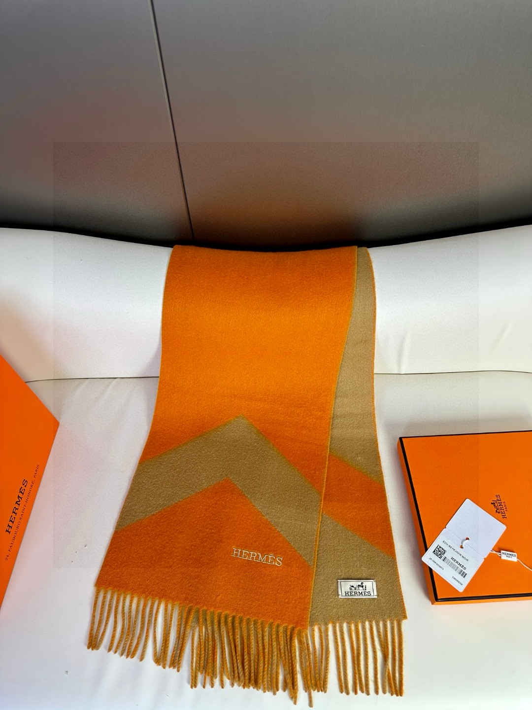 Hermes Scarf Double-Sided Jacquard Thickened Tassel Small Scarf 100% Cashmere 30*150cm Accessories