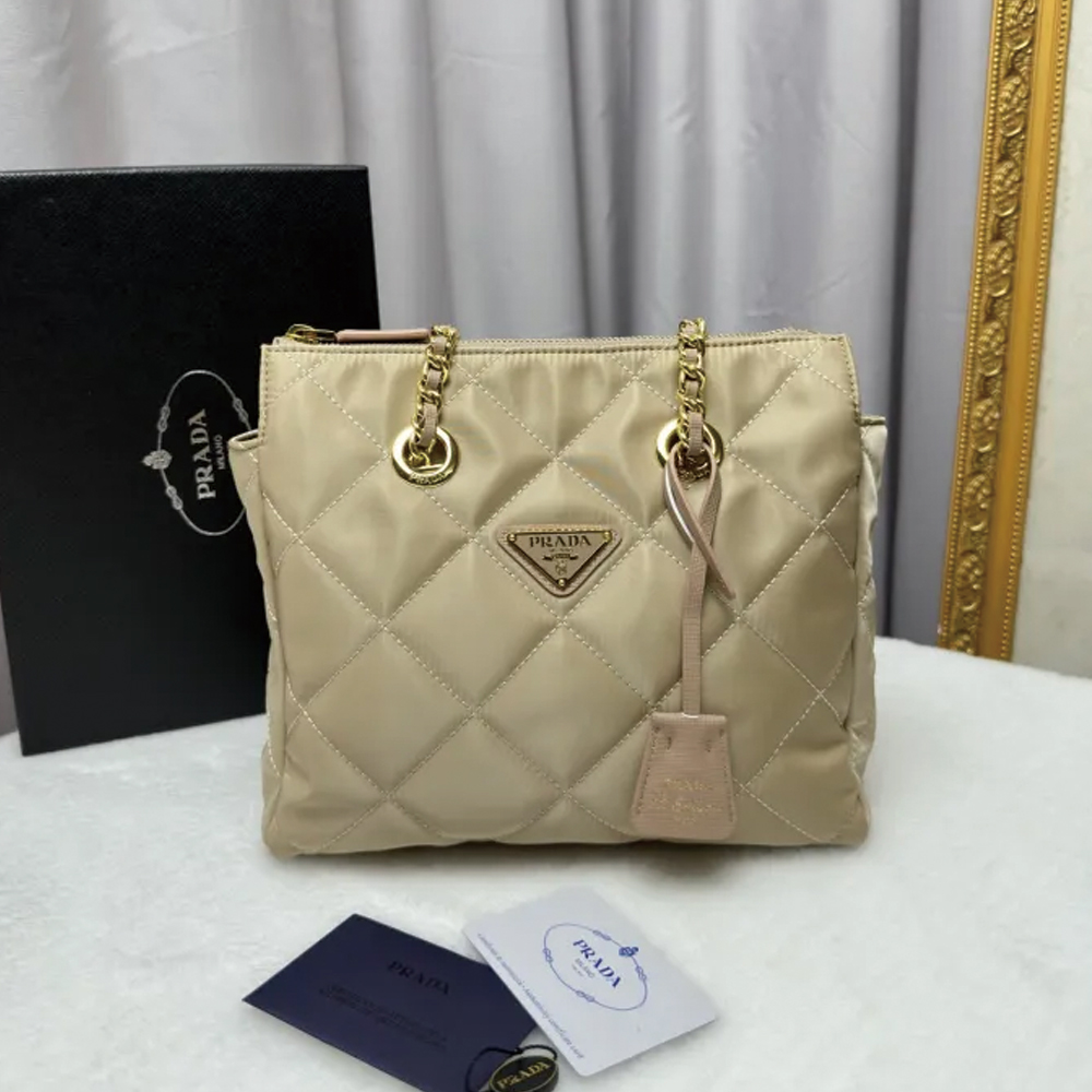 Prada Re-Nylon Tote Apricot 1BG468 22PJ051 25cm