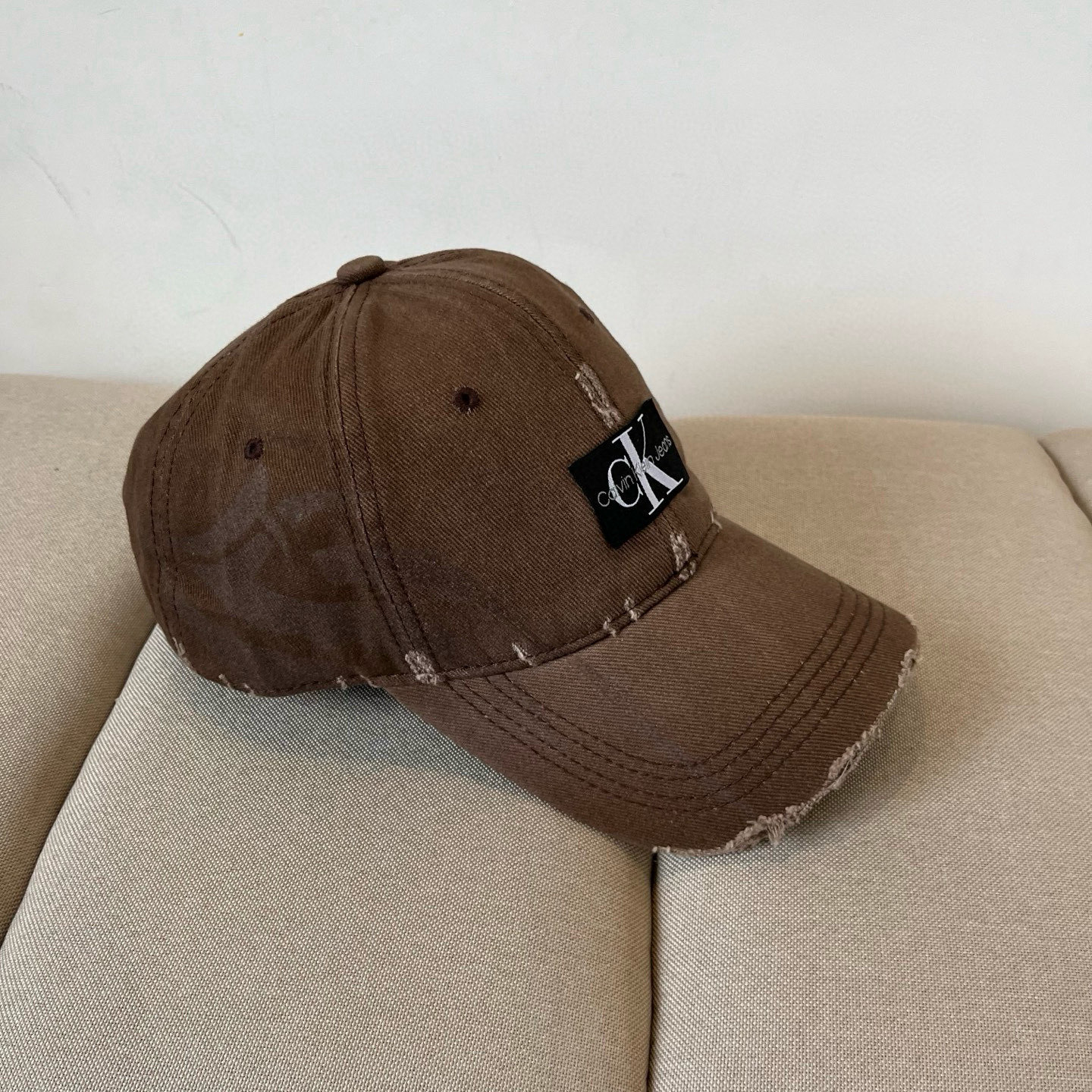 CK Hat Washed Patterned Distressed Baseball Cap Accessories