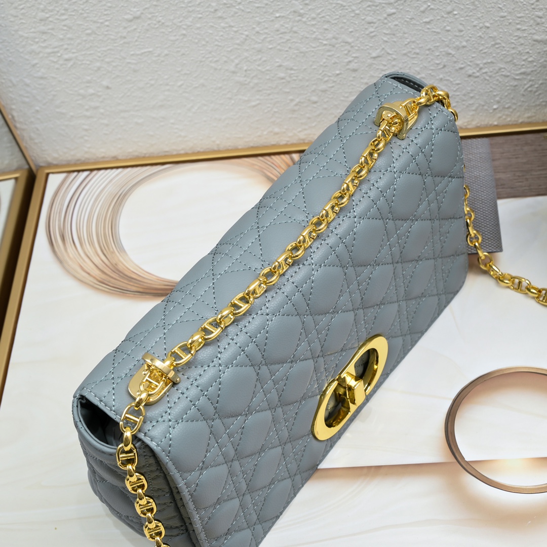 Large Dior Caro Bag Gray 9797 XB002 28cm