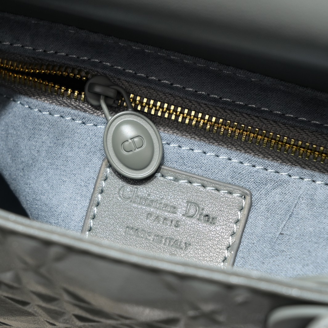 Small Lady Dior My ABCDior Bag Gray Diamond Motif 4002 XB091 20cm