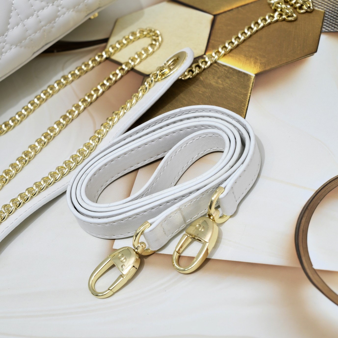 Mini Lady Dior Bag White Sheepskin 2077 LM051 17cm