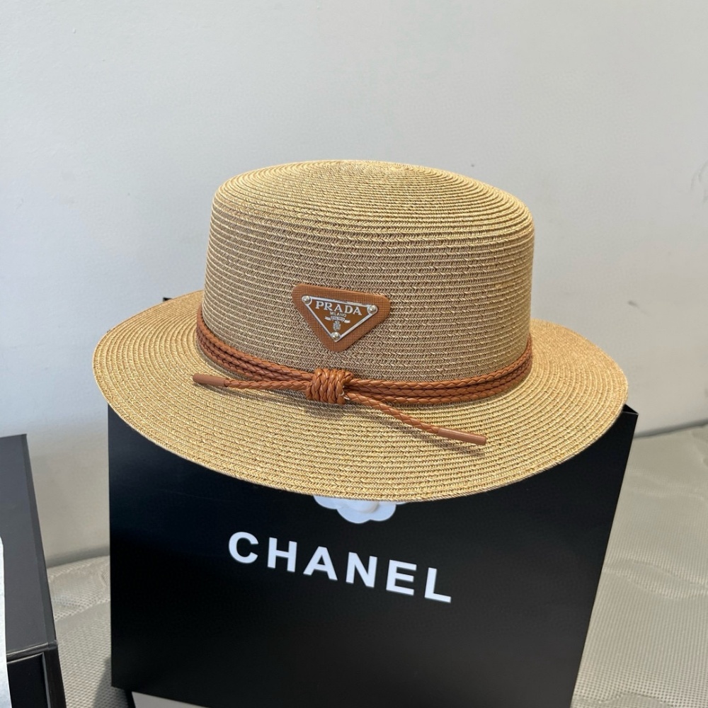 Prada Hat Flat Top Straw Hat 57cm Accessories