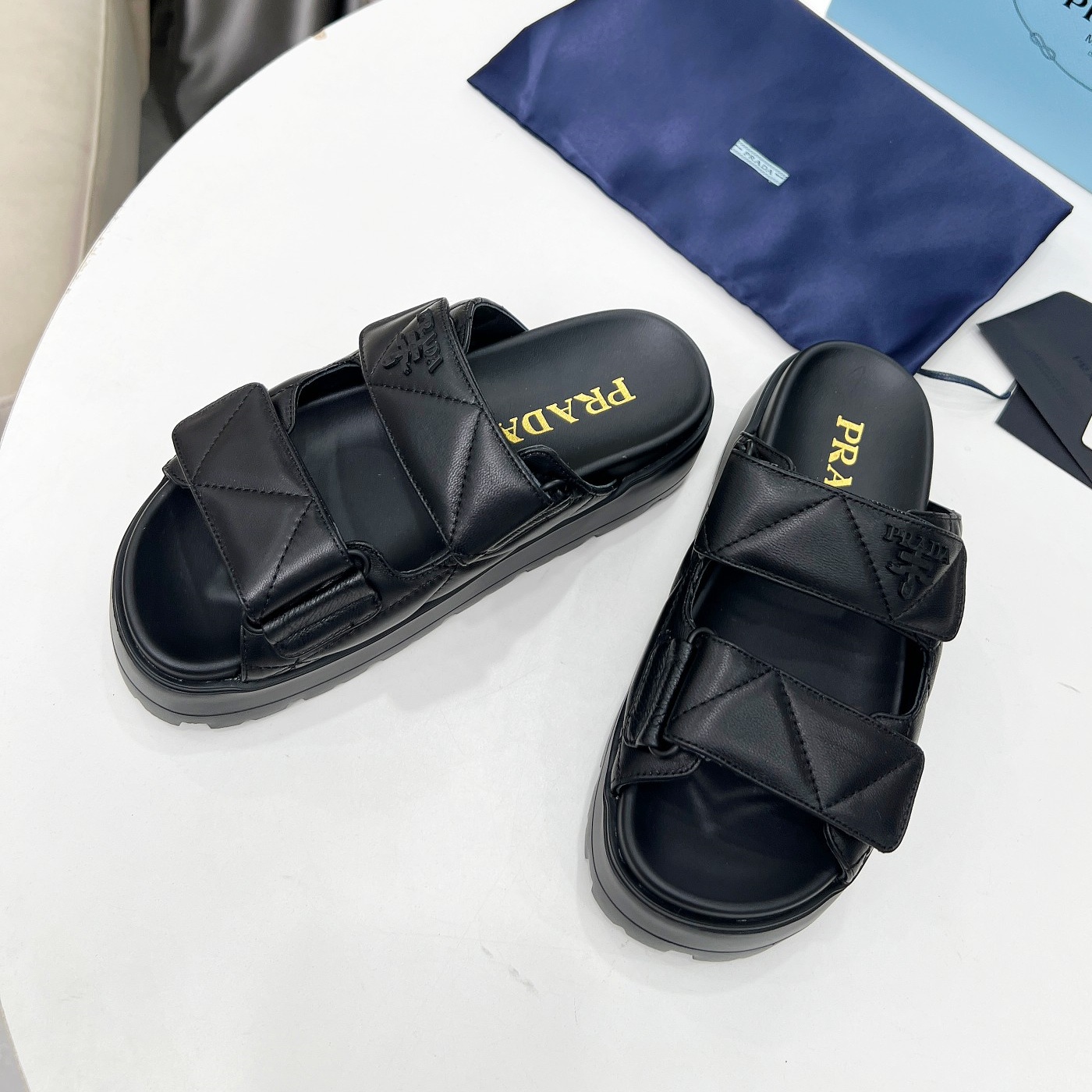 Prada Shoes Velcro women's thick soled slippers