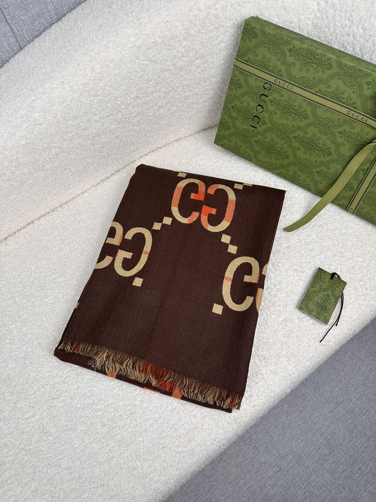 Gucci Scarf Double-Sided Scarf With Large Double G Logo 70*220cm Accessories