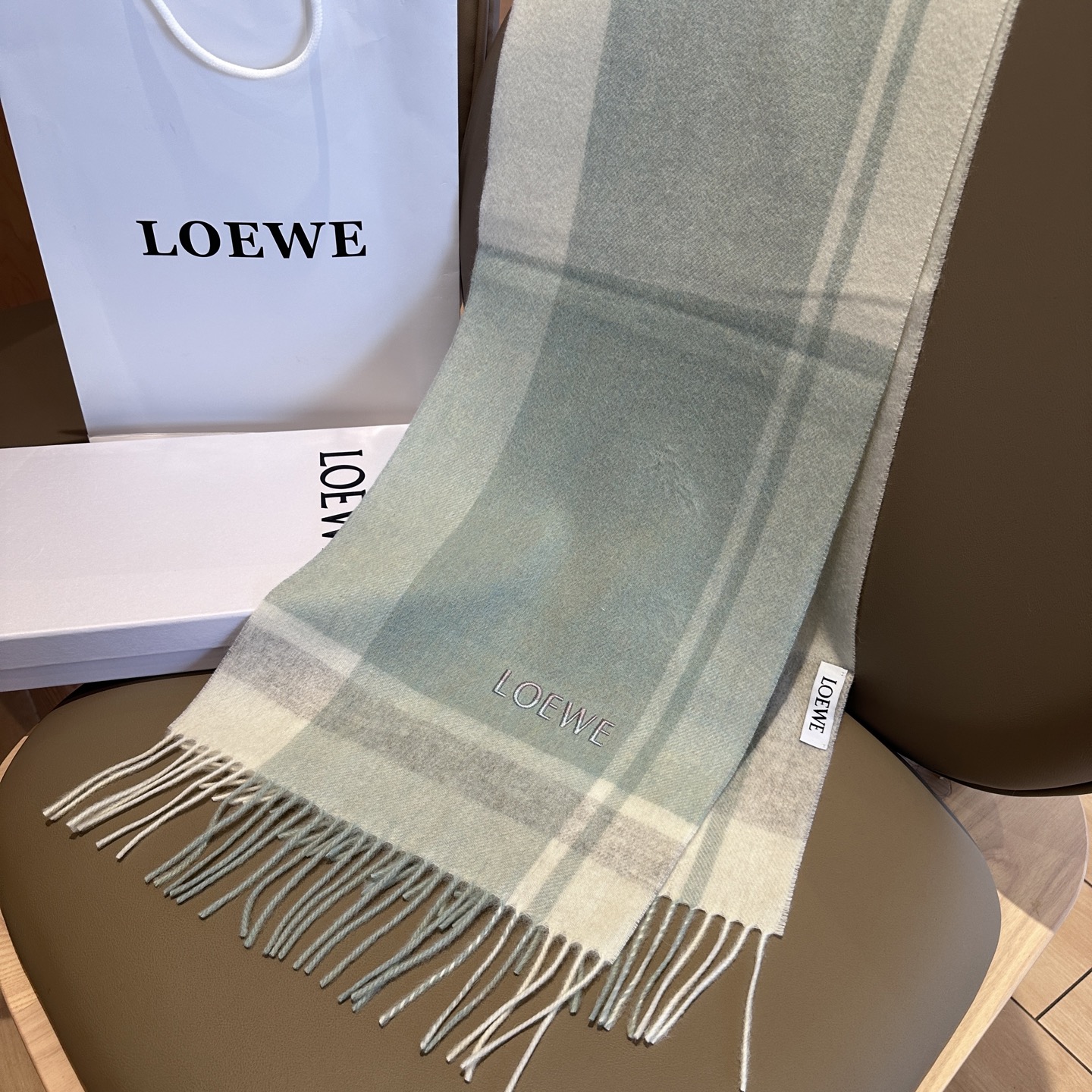 Loewe Scarf British And European Plaid Scarf 30*164cm Accessories