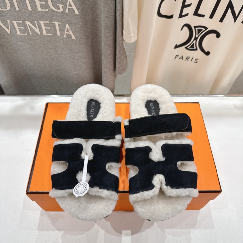 Hermes Shoes Slippers Wool Leather Shoe