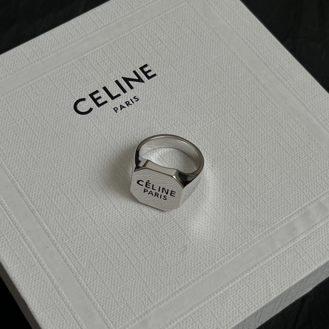Celine Jewelry Rings Wide Letter Design