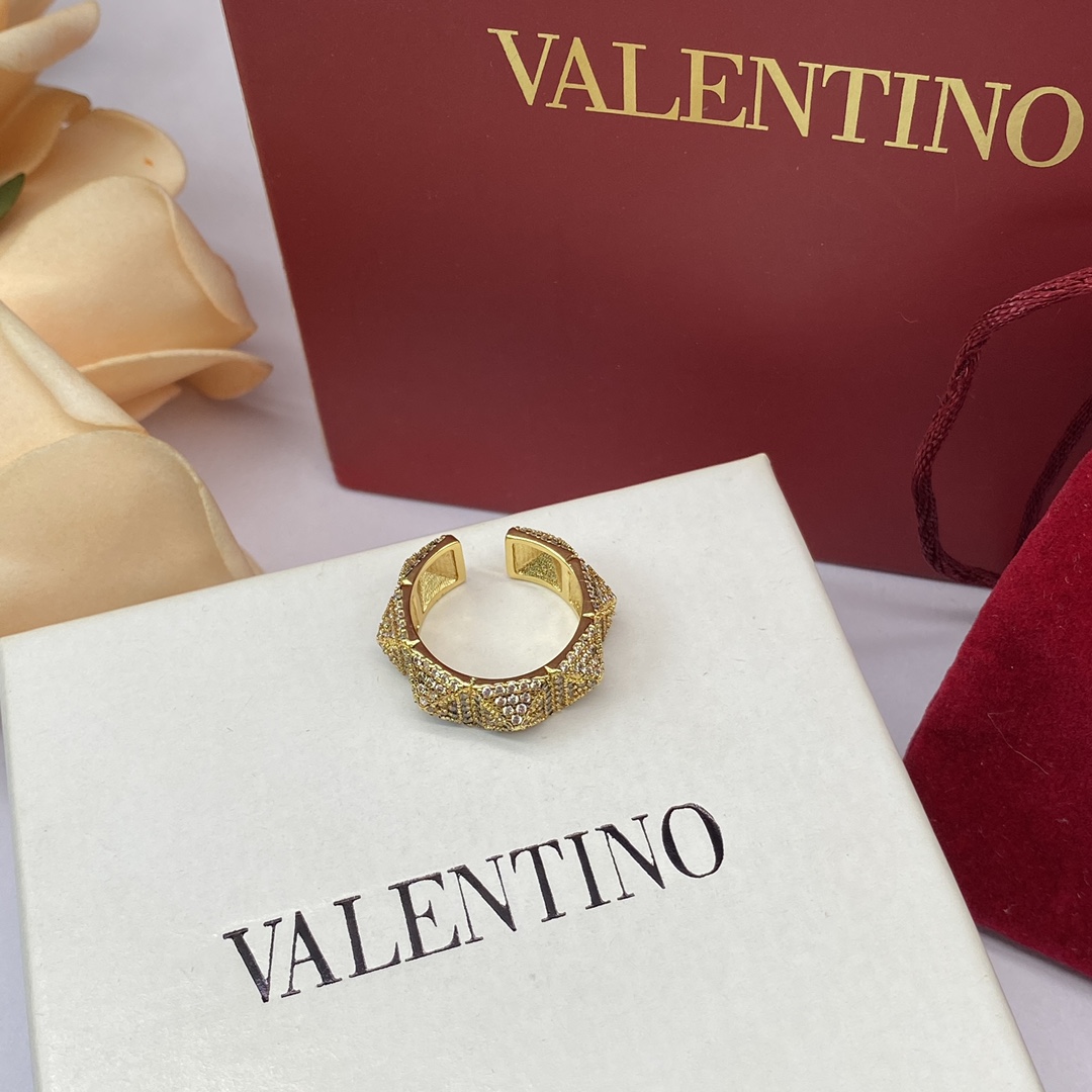 Valentino Jewelry Rings Rhinestone Full-Diamond Rivet Adjustable Ring