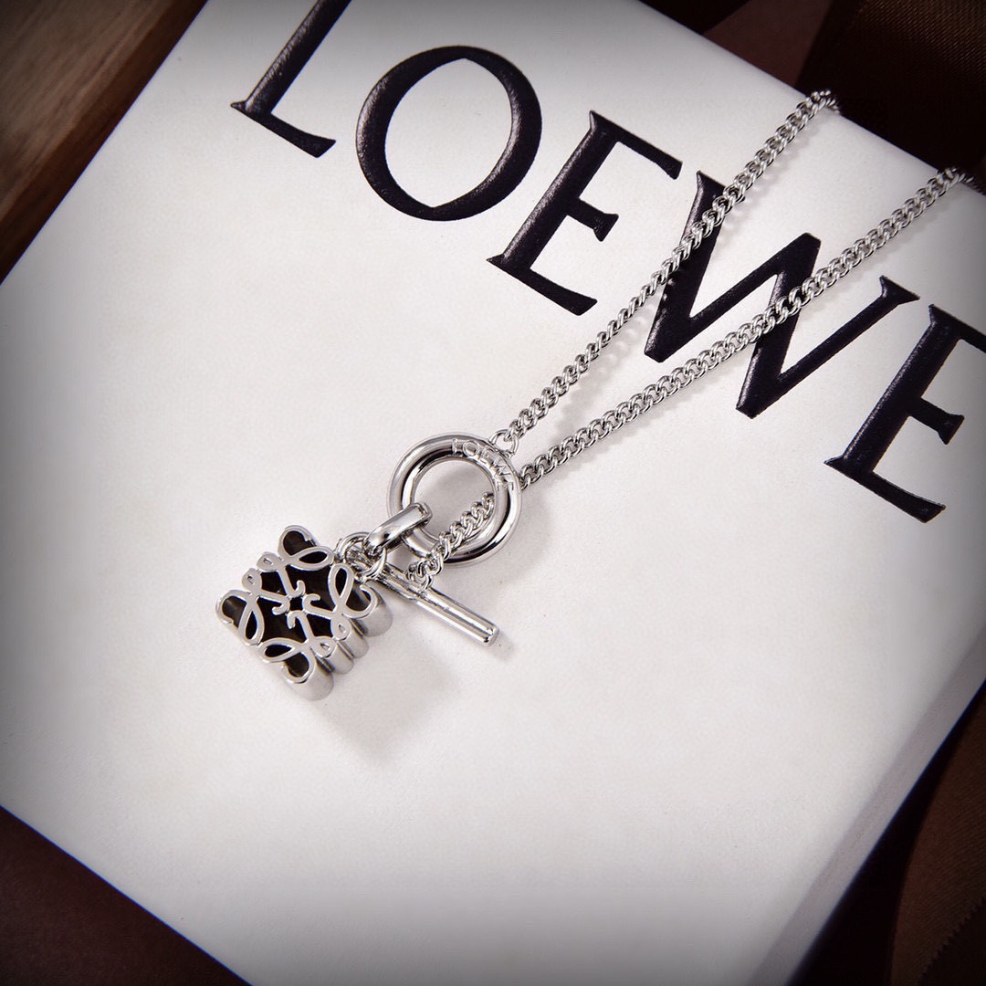 Loewe Jewelry Necklace Logo Pendant Necklace With Ot Clasp
