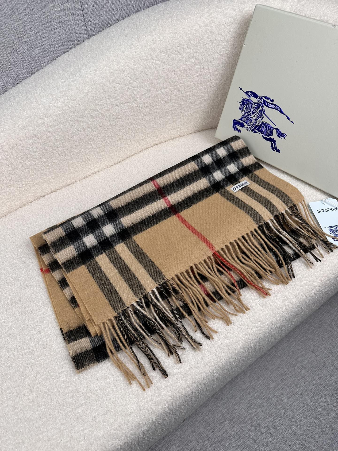 Burberry Classic Plaid Scarf 100% Cashmere 60*180cm Accessories