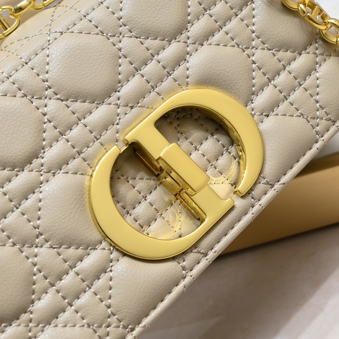 Small Dior Caro Bag Apricot 9797 XB091 21cm