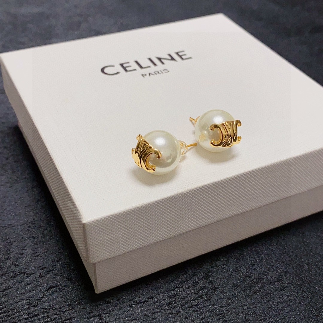 Celine Jewelry Earring Arc de Triomphe Pearl Earrings
