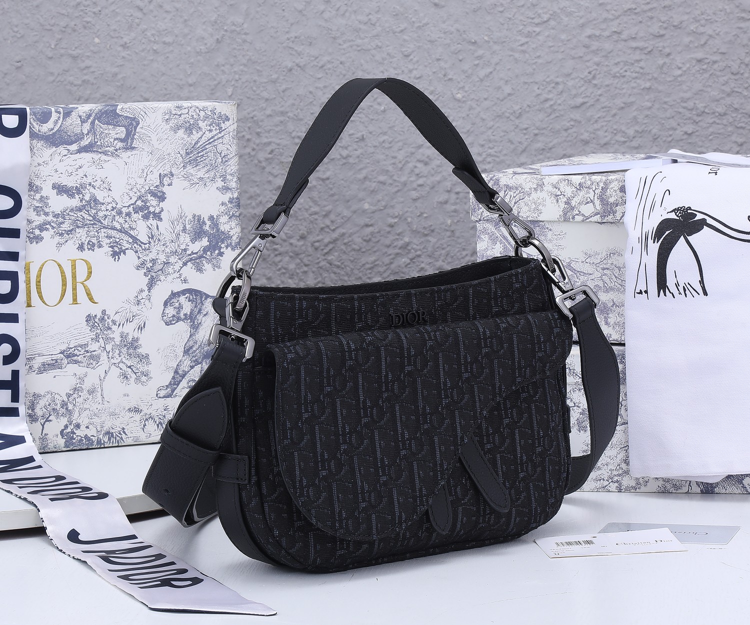 Mini Saddle Soft bag Black print 1090 XB002 24cm