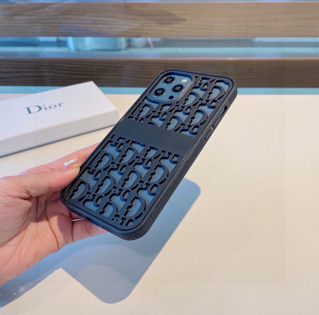 Dior Phone Case Hollow-Out Design Full Coverage Phone Case Accessories