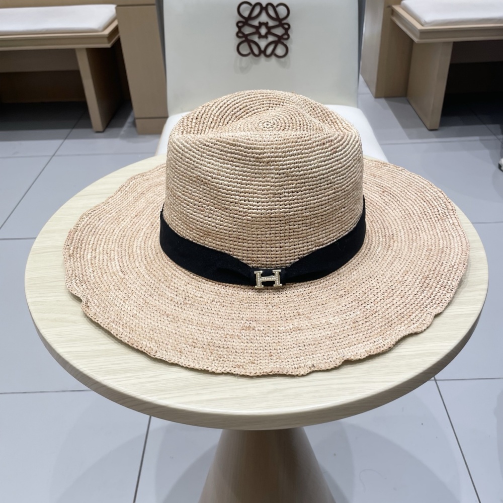 Hermes Hat Hand-Woven Raffia Straw Jazz Hat Accessories